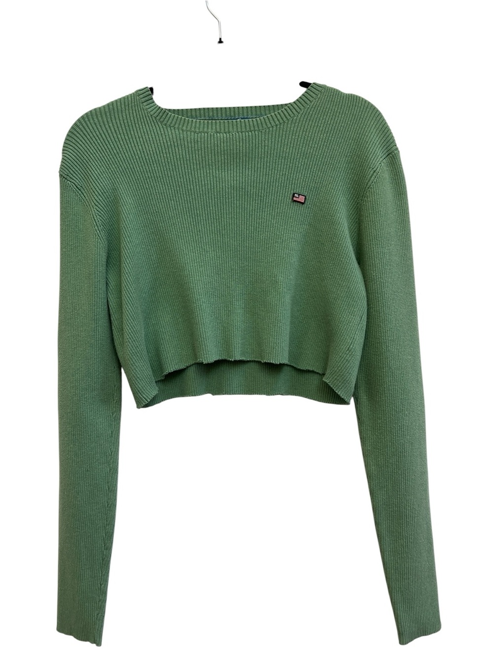Vintage Polo Jeans Co Ralph Lauren Green Ribbed Cropped Sweater XL Y2K Preppy
